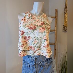 GUESS Floral Vintage Rose Garden Sleeveless Top XS